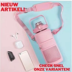 Merkloos Waterfles 2 Liter - Waterfles Met Rietje - Grote Waterfles - Sportbidon - Twee Liter Waterfles - Sportfles - Sportfles Fitness - Bottle 2 Liter- Drinkfles - Schenkfles - Roze Transparant - Gratis Armband - Waterflessen -CeLaVi winkel 550x555 9