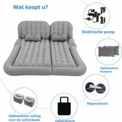 J&J Comfort Goods Auto Luchtbed - Multifunctioneel - Achterbank - 2 Persoons - Opblaasbaar Bed - Luchtmatras - Reizen - Vakantie - Kamperen - Inclusief Elektrische Pomp - Zwart -CeLaVi winkel 550x558