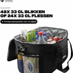 Rockerz Outdoor 4 Laags Geïsoleerde Grote Koeltas - Incl 2 Koelelementen - 30 Liter - Lunchtas - Picknicktas - Capaciteit Voor 48x 33 Cl Blikken Of 24x 33 Cl Flesjes - Slijtvast En Duurzaam Materiaal - Waterdicht En Vuilafstotend - Kleur: Zwart - Sinterklaas Cadeau -CeLaVi winkel 550x560