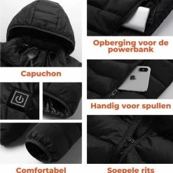 Basila® Verwarmende Jas Met Powerbank - 8 Zones - Thermo Kleding - Heating Jacket - Elektrische Kleding - Thermo Jas - Verwarmde Kleding -CeLaVi winkel 550x560 3