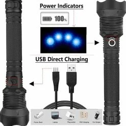 TRANSNECT Zaklamp LED Oplaadbaar- 5000 Lumen - Instelbare Focus - Inclusief 2 X 18650 Batterijen - Waterdicht - Voor Camping, Wandelen Met Hond, Noodgeval -CeLaVi winkel 550x560 4