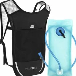 Drinkrugzak Malatec Zwart - Inclusief Drinksysteem Met 2L Waterzak - Wandelen - Hardlopen - Hiken - Wielrennen - Waterzak Sporttas - Rugzak Drinkfles - Backpack - Motor Drinkrugzak