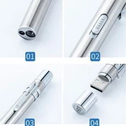 Merkloos 2 Stuks RVS Penlight - Usb Oplaadbare Zaklamp Zwart - Zilverkleur 13 Merkloos 2 Stuks RVS Penlight - Usb Oplaadbare Zaklamp Zwart - Zilverkleur -CeLaVi winkel 550x563