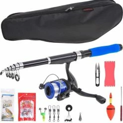 Woegel Hengelset – Complete Visset – Vishengel + Accessoires – Werpmolen 50 Meter - Hengel Van 2,1meter Inschuifbaar – Voor Beginners En Gelegenheidsvissers