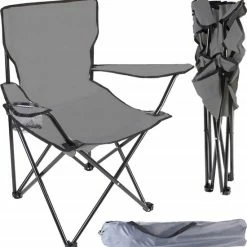 Campingstoel - Inklapbaar Visstoel - Vouwstoel - Comfortabel - Opvouwbaar Stoel - Max. 120 KG - Grijs - Rheme