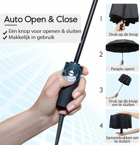 Beefree 100% Glasvezel Duurzame Paraplu - 103cm - UV Bescherming - Zwart 7 Beefree 100% Glasvezel Duurzame Paraplu - 103cm - UV Bescherming - Zwart - Afbeelding 5