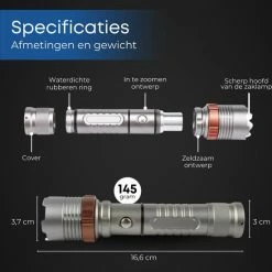 Rebela | Led Zaklamp Oplaadbaar | Flashlight | Aluminium | Waterproof | Inclusief Oplaadbare Batterij | High-Mid-Low-Strobe-SOS | T6 LED Police Flashlight 14 Rebela | Led Zaklamp Oplaadbaar | Flashlight | Aluminium | Waterproof | Inclusief Oplaadbare Batterij | High-Mid-Low-Strobe-SOS | T6 LED Police Flashlight -CeLaVi winkel 550x570 3