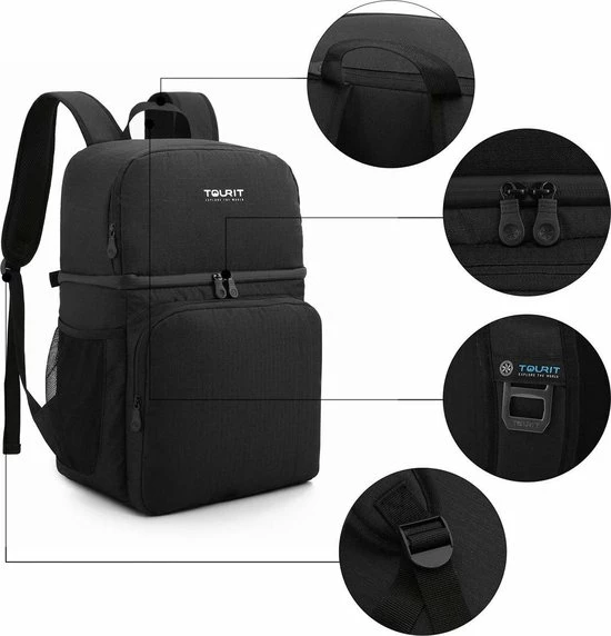 Sunflake Koeltas Rugzak (28L) - Geschikt Voor 16 Blikjes - Lunchtas Voor Dames En Heren - Zwart 8 Sunflake Koeltas Rugzak (28L) - Geschikt Voor 16 Blikjes - Lunchtas Voor Dames En Heren - Zwart - Afbeelding 6