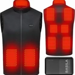 Basila® Verwarmende Bodywarmer Met Powerbank - S - 9 Zones - Tot 50 °C - Thermo Kleding - Heated Vest - Elektrische Kleding - Thermo Vest - Verwarmde Vest - Verwarmde Kleding