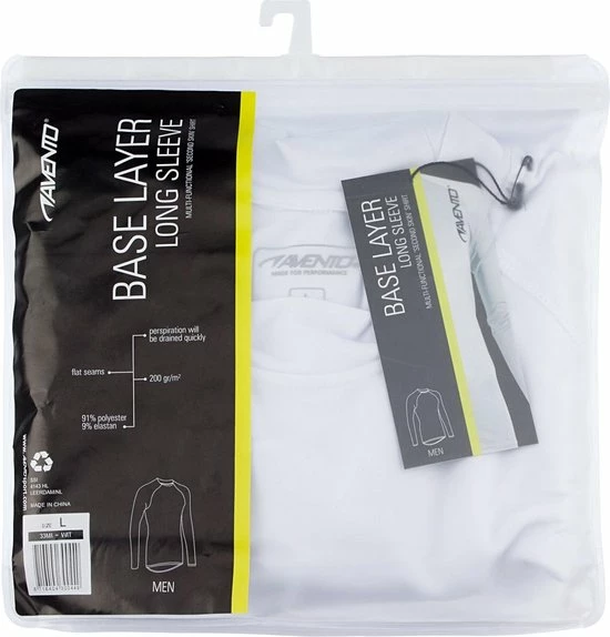Avento Shirt Base Layer Lange Mouw - Mannen - Wit - Maat M 4 Avento Shirt Base Layer Lange Mouw - Mannen - Wit - Maat M - Afbeelding 2