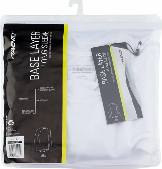 Avento Shirt Base Layer Lange Mouw - Mannen - Wit - Maat M 9 Avento Shirt Base Layer Lange Mouw - Mannen - Wit - Maat M - Afbeelding 7