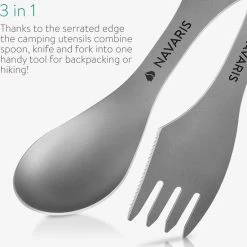 Navaris Spork - Campingbestek Van Titanium - Vork, Mes En Lepel In één - Bestek Voor Onderweg En Op Reis - Lichtgewicht - Inclusief Bewaarzakje 13 Navaris Spork - Campingbestek Van Titanium - Vork, Mes En Lepel In één - Bestek Voor Onderweg En Op Reis - Lichtgewicht - Inclusief Bewaarzakje -CeLaVi winkel 550x574 4