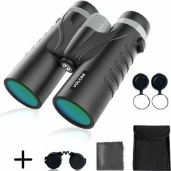VOLCAN Verrekijker 10x42 - Voor Volwassene - HD - Spatwaterdicht - Met Lensdoppen, Draagtas En Nekkoord - Zwart