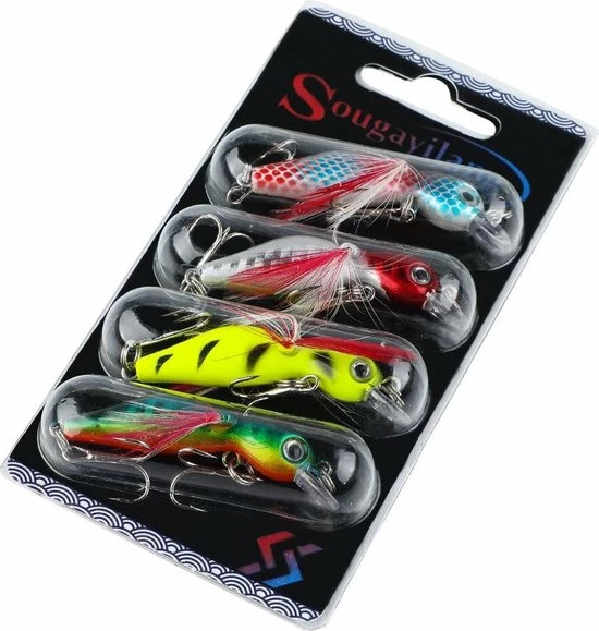 Sougayilang Kunstaas Set- Pluggen - Vis Aas - Blinkers - Roofvissen - Snoek - Baars- 4 Stuks- Hengelsport 4 Sougayilang Kunstaas Set- Pluggen - Vis Aas - Blinkers - Roofvissen - Snoek - Baars- 4 Stuks- Hengelsport - Afbeelding 2