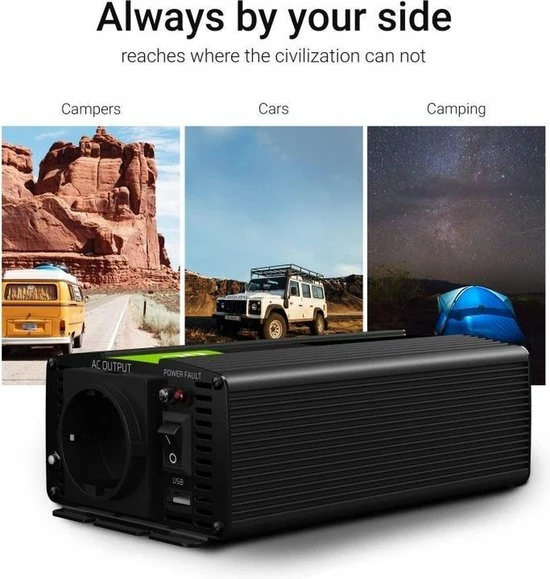 GREEN CELL Voltage Auto Omvormer 12V Naar 230V, 300W Zuivere Sinus Golf. 15 GREEN CELL Voltage Auto Omvormer 12V Naar 230V, 300W Zuivere Sinus Golf. - Afbeelding 13