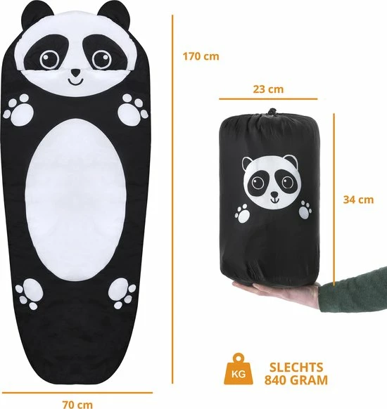 Dutch Mountains Kinderslaapzak Panda - 170 X 70cm Polyester - Zacht En Lichtgewicht - Opberghoes 6 Dutch Mountains Kinderslaapzak Panda - 170 X 70cm Polyester - Zacht En Lichtgewicht - Opberghoes - Afbeelding 4