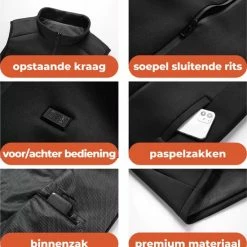 Basila® Verwarmende Bodywarmer Met Powerbank - S - 9 Zones - Tot 50 °C - Thermo Kleding - Heated Vest - Elektrische Kleding - Thermo Vest - Verwarmde Vest - Verwarmde Kleding -CeLaVi winkel 550x586 4