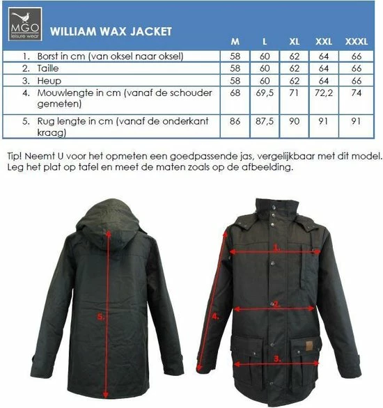 MGO Leisure Wear MGO Leisure William Wax Parka Outdoorjas Heren - Maat XXL 8 MGO Leisure Wear MGO Leisure William Wax Parka Outdoorjas Heren - Maat XXL - Afbeelding 6