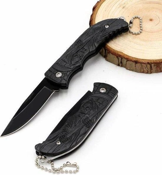 Tecqx The Reaper Zakmes - Opvouwbaar - Discreet - Survival Mes - Tactical Knife - 16cm - Vlijmscherp - RVS - Zwart 5 Tecqx The Reaper Zakmes - Opvouwbaar - Discreet - Survival Mes - Tactical Knife - 16cm - Vlijmscherp - RVS - Zwart - Afbeelding 3