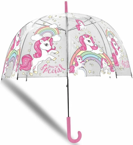 Merkloos Kinderparaplu Unicorn - Transparant 3 Merkloos Kinderparaplu Unicorn - Transparant