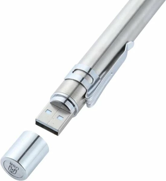Merkloos 2 Stuks RVS Penlight - Usb Oplaadbare Zaklamp Zwart - Zilverkleur 4 Merkloos 2 Stuks RVS Penlight - Usb Oplaadbare Zaklamp Zwart - Zilverkleur - Afbeelding 2