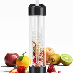 Merkloos Waterfles Met Naam - Drinkfles Met Rietje - Fruit Filter Infuser - 700 Ml - Zwart - Schoencadeautjes Sinterklaas -CeLaVi winkel 550x604 2