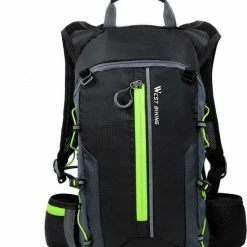 West Biking Ultralichte Drinkrugzak | Lichte Hydro Rugzak | Outdoor Sporten Hardlopen Klimmen Pouch Fietsen Wandelen | Waterafstotende Fiets Rugzak – 10 L Zwart/Groen