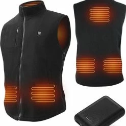 KIMO DIRECT Verwarmde Bodywarmer Met 10.000 MAh Powerbank - Fleece Vest - Verstelbare Maten - Unisex
