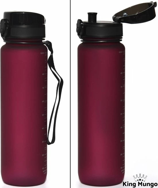 King Mungo Drinkfles - Sport Bidon Drinkbus - 1 Liter - Paars/Rood 16 King Mungo Drinkfles - Sport Bidon Drinkbus - 1 Liter - Paars/Rood - Afbeelding 14
