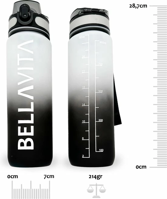 BELLAVITA Drinkfles - Wit / Zwart - Waterfles - Drinkfles Volwassenen - Drinkfles Kinderen - Fles - 1 Liter - 1000ml - Tritan - Fruitfilter - Filter - Black Friday - Sinterklaas - Kerst - BPA-vrij - 100% Lekvrij 5 BELLAVITA Drinkfles - Wit / Zwart - Waterfles - Drinkfles Volwassenen - Drinkfles Kinderen - Fles - 1 Liter - 1000ml - Tritan - Fruitfilter - Filter - Black Friday - Sinterklaas - Kerst - BPA-vrij - 100% Lekvrij - Afbeelding 3