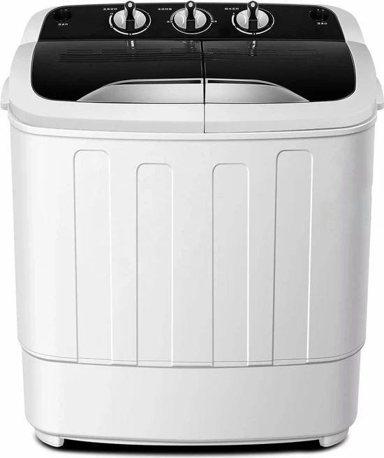 Labirent® - Luxe Mini Wasmachine Met Dubbele Trommel - 5,6Kg Was/Centrifuge Capaciteit - Zwart/Wit 8 Labirent® - Luxe Mini Wasmachine Met Dubbele Trommel - 5,6Kg Was/Centrifuge Capaciteit - Zwart/Wit - Afbeelding 6
