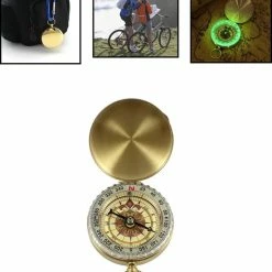 LOUZIR Kompas Messing Met Fluorescerende Buitenring - Luxe Kompas - Klassieke Kompas - Celvar - Glow In The Dark – Compass Brass
