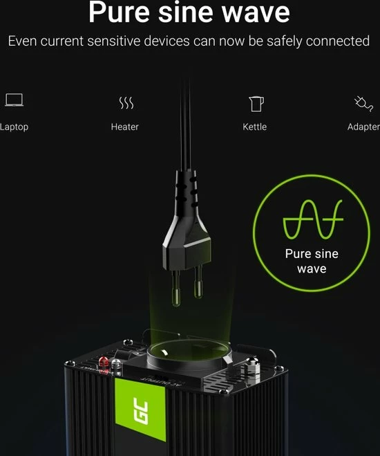GREEN CELL Voltage Auto Omvormer 12V Naar 230V, 300W Zuivere Sinus Golf. 4 GREEN CELL Voltage Auto Omvormer 12V Naar 230V, 300W Zuivere Sinus Golf. - Afbeelding 2