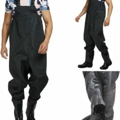 T.R.Goods Waadpak - Waterdicht Pak PVC - Waadbroek Met Vaste Laarzen - Schoenmaat 45