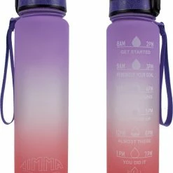 Nimma Motivatie Waterfles - 1 Liter Drinkfles - Met Tijdmarkeringen En Fruitfilter - Roze Paars -CeLaVi winkel 550x694