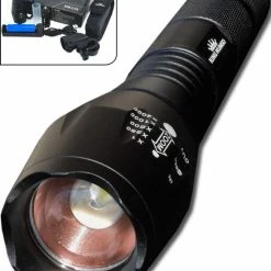 King Mungo Militaire LED Oplaadbare Zaklamp - 1000 Lumen - Zwart