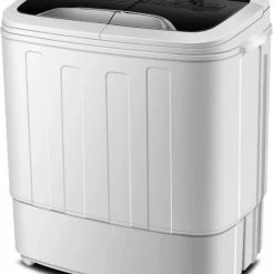Labirent® - Luxe Mini Wasmachine Met Dubbele Trommel - 5,6Kg Was/Centrifuge Capaciteit - Zwart/Wit
