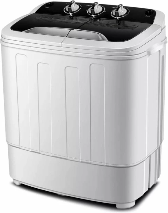 Labirent® - Luxe Mini Wasmachine Met Dubbele Trommel - 5,6Kg Was/Centrifuge Capaciteit - Zwart/Wit 3 Labirent® - Luxe Mini Wasmachine Met Dubbele Trommel - 5,6Kg Was/Centrifuge Capaciteit - Zwart/Wit