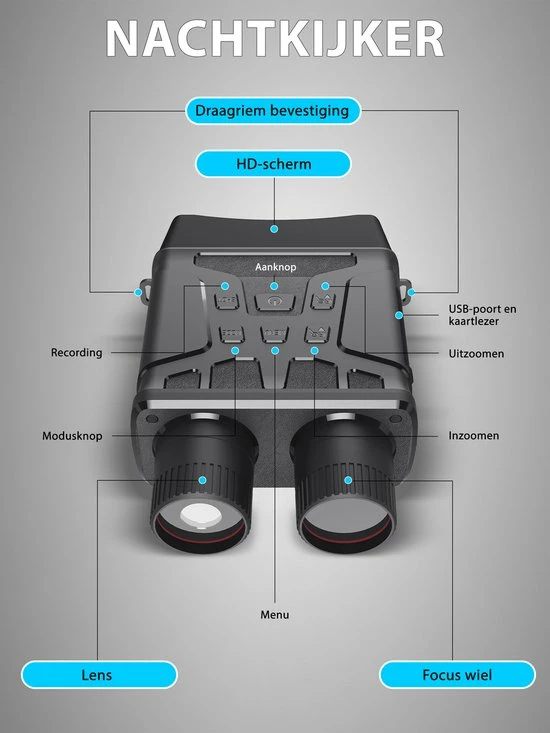 Cofornye Nachtkijker Met Infrarood En Digitale Video Camera | Verrekijker Met Nachtzicht | Inclusief SD Kaart En Batterijen 4 Cofornye Nachtkijker Met Infrarood En Digitale Video Camera | Verrekijker Met Nachtzicht | Inclusief SD Kaart En Batterijen - Afbeelding 2