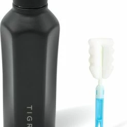 TIGR Hexagon - Drinkfles - Thermosfles - RVS - 500ml - Zwart - Met Afwasborstel