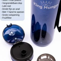 1 Liter Drinkfles - Vaatwasserbestendig - Sport Bidon Drinkbus King Mungo 1000ml Donkerblauw -CeLaVi winkel 550x767