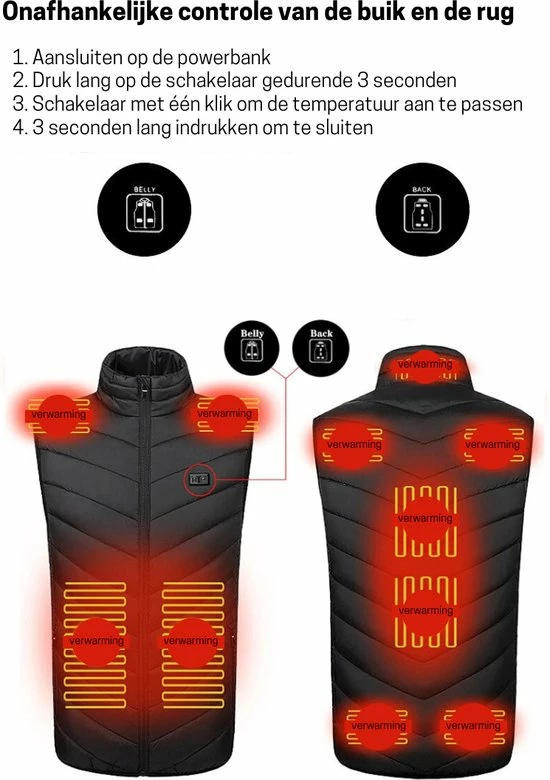 Merkloos Bolture Verwarmde Bodywarmer - Verwarmde Jas - Verwarmd Vest - Elektrische Bodywarmer - Dames En Heren - XL 7 Merkloos Bolture Verwarmde Bodywarmer - Verwarmde Jas - Verwarmd Vest - Elektrische Bodywarmer - Dames En Heren - XL - Afbeelding 5