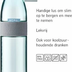 Mepal – Waterfles Ellipse – 500 Ml – Wit – Drinkfles Volwassenen – Geschikt Voor Koolzuurhoudende Dranken – Lekvrij -CeLaVi winkel 550x820 5