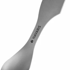Navaris Spork - Campingbestek Van Titanium - Vork, Mes En Lepel In één - Bestek Voor Onderweg En Op Reis - Lichtgewicht - Inclusief Bewaarzakje